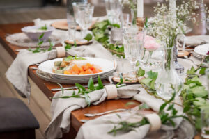 tablme de mariage chic melon et lierre